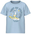 Name It T-shirt - NmmVux - Chambray Blue/Keep Up Pushing