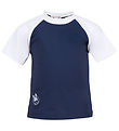 Petit Crabe Badtröja - Raglan - UV50+ - Blue/White