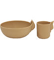 Konges Sljd Dinner Set - Silicone - Bowl/Cup - Bunny - Almond
