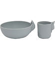 Konges Sljd Dinner Set - Silicone - Bowl/Cup - Bunny - Quarry B
