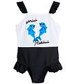Mini Rodini Swimsuit - UV 50+ - Dolphins Frill - White/Black