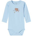 Name It Bodysuit L/ - NbmHannon - Chambray Blue w. Elephant