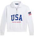 Polo Ralph Lauren Sweatshirt m. Rits - Bijgesneden - Wit m. VS