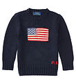 Polo Ralph Lauren Blouse - Knitted - Navy w. Flag