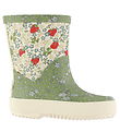 Wheat Rubber Boots - Juno - Green Flowers