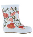 Wheat Rubber Boots - Muddy - Blue Flowers