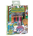 Eeboo Crayons de couleur - 8 pces - Dinosaures av. Dessin