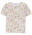 Minymo T-Shirt - Pristine m. Blumen