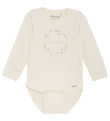 Minymo Bodysuit L/æ - Eggnog w. Floral Wreath