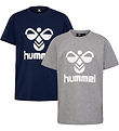 Hummel T-Shirt - hmlTres - 2er-Pack - Black Iris/Grey Melange