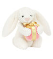 Jellycat Soft Toy - 18x9 cm - Bashful Bunny with Present