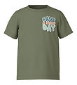 Name It T-Shirt - NmmVictor - Olie Green/Een fijne dag verder