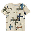 Name It - T-shirt - NmmDiuse - Almond Milk w. Airplanes