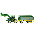Siku Tractor w. Trailer - 1:87 - John Deere With Front Loader A