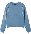 LMTD Blouse - Knitted - NlfKarla - Ashley Blue w. Pointelle