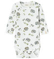 Lil' Atelier Bodysuit L/æ - Rib - NbfGavo - Coconut Milk/Blue Fl