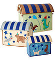 Rice Storage Baskets - Raffia - 3 pcs - 52/45/37 cm - Blue Pair