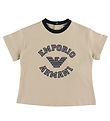 Emporio Armani T-Shirt - Oxford Tan m. Schwarz/Grau