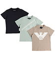 Emporio Armani T-Shirt - 3er-Pack - Navy/Braun/Grün m. Print
