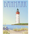 Vissevasse Poster - 50x70 cm - Dänemark - Weiß Leuchtturm