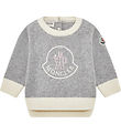 Moncler Blouse - Wool - Grey Melange/Cream w. Logo