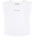 Zadig & Voltaire Stuttermabolur - Hvítur M. Rhinestone