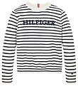 Tommy Hilfiger Bluse - Strick - Monotype - White Base/Blue Strip