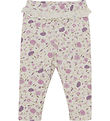 Minymo Leggings - Eierlikör/Rosa m. Blumen