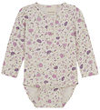 Minymo Bodysuit L/æ - Eggnog/Pink w. Flowers