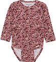 Minymo Bodysuit L/æ - Dusty Rose w. Flowers