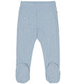 Joha Leggings w. Feet - Wool/Silk - Dusty Blue