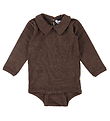 Joha Bodysuit L/æ - Wool - Collar - Dark Brown