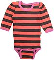 Katvig Bodysuit - L/S - Coral/Brown Striped