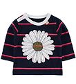 Danef Blouse - Navy/Pink Striped w. Daisy