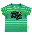 Danefæ T-shirt - Green Striped w. Firetruck