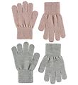 Melton Handschuhe - 2er-Pack - Grau/Pink m. Glitter