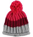 Color Kids Gebreide Muts - Robertu - Grijs/Bordeaux/Roze m. Pom-