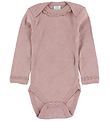 Smallstuff Bodysuit - l/s - Powder w. Pointelle/Lace edge