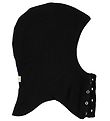 MarMar Balaclava w. Buttons - Wool/Cotton - Double Layer - Black