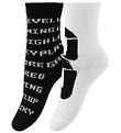 Molo Socken - 2er-Pack - Norm - Weiß/Schwarz m. Text