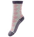 Melton Socken - Graumeliert/Pink m. Eichhrnchen