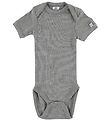 Smallstuff Bodysuit S/S - Grey Melange/Dark Grey Striped