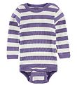Katvig Bodysuit - l/s - White/Purple Striped