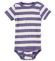 Katvig Bodysuit - S/S - White/Purple Striped