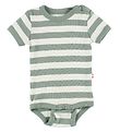 Katvig Bodysuit - s/s - White/Dusty Green Striped