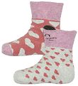 Melton Babysokken - 2-pack - Grijs Gevlekt/Roze m. Katten/sterre