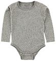 Mini A Ture Bodysuit L/S - Grey Melange w. Dots