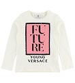 Young Versace Blouse - White w. Rose Print/Sequins