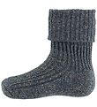 Melton Socken - Rib - Navy m. Glitzer