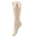 Condor Knee High Socks w. Bow - Knitted - Beige